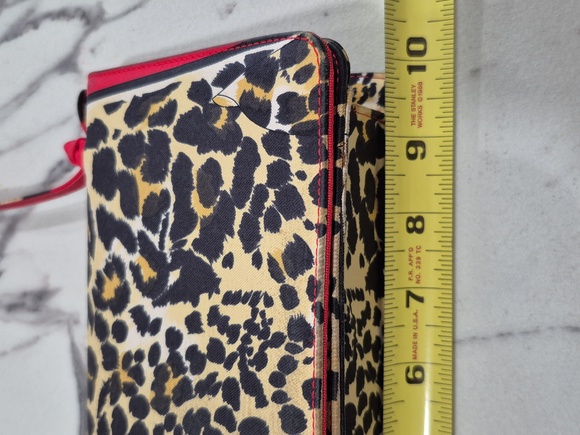 Stuart Weitzman Leopard Mini Bag, Tan & Black Animal Print w Red, Vintage - Picture 9 of 14